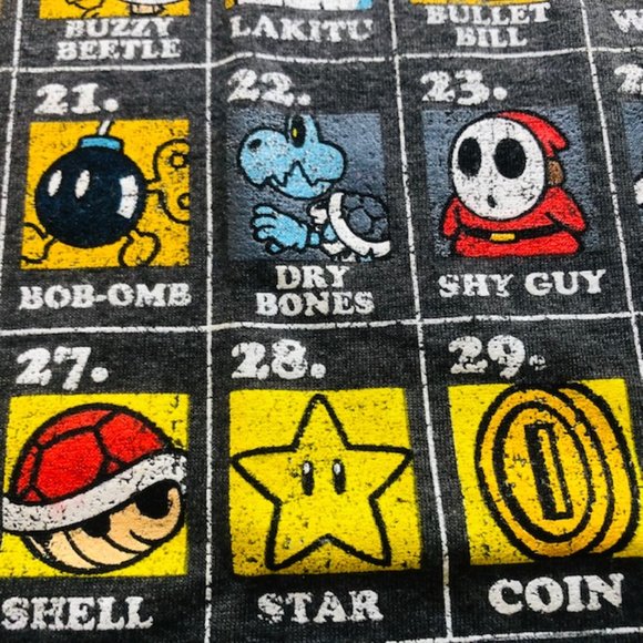 Super Mario Periodic Table Gray Graphic T-shirt Men's Large Luigi Toad Bowser - Picture 7 of 11